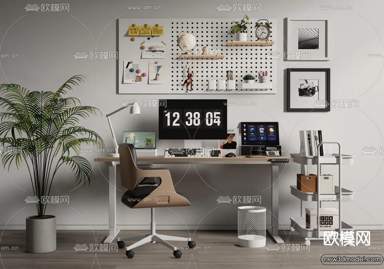 Study and Work Space - 3D Models - 3D Interior Scene - 054