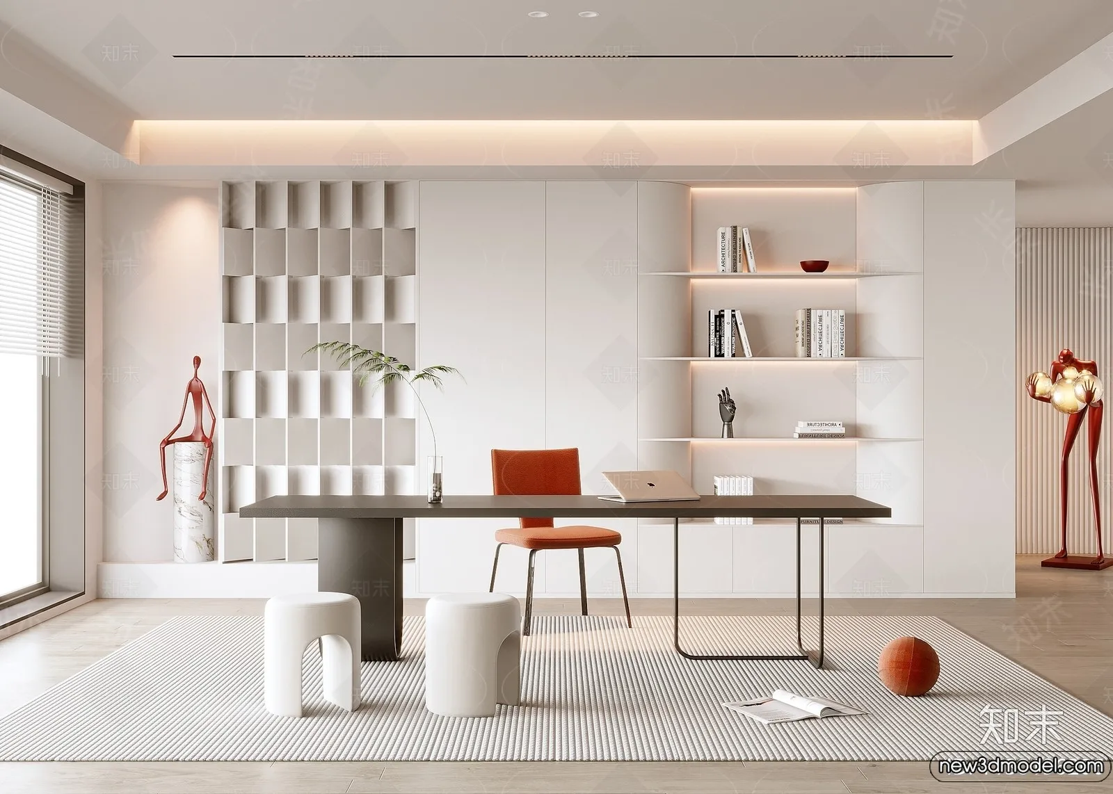 Study and Work Space - 3D Models - 3D Interior Scene - 056