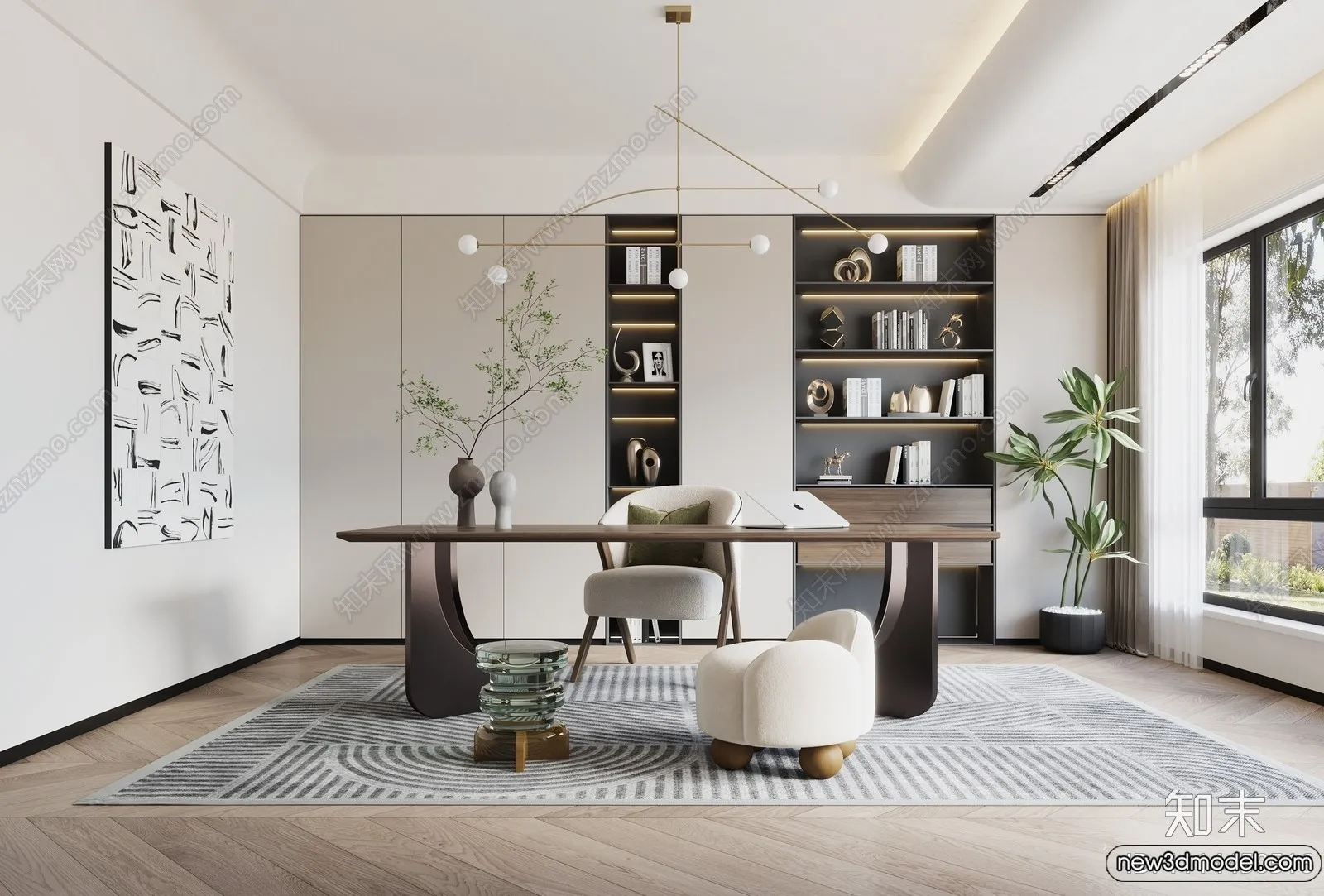 Study and Work Space - 3D Models - 3D Interior Scene - 059