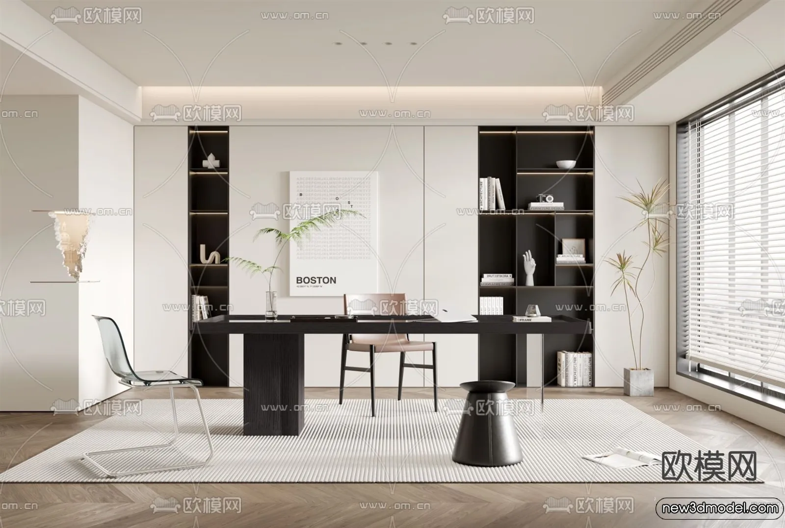 Study and Work Space - 3D Models - 3D Interior Scene - 060