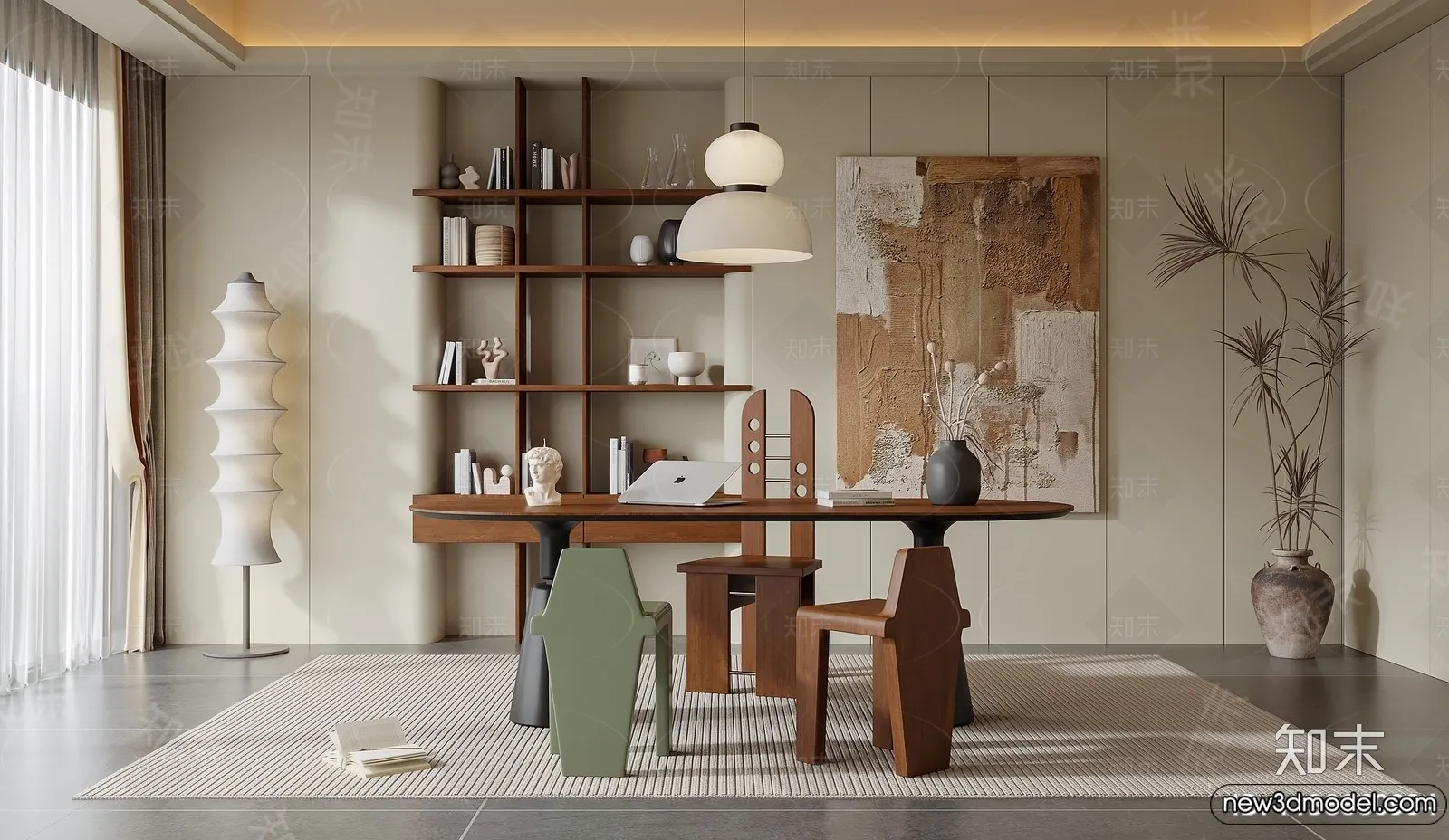 Study and Work Space - 3D Models - 3D Interior Scene - 061