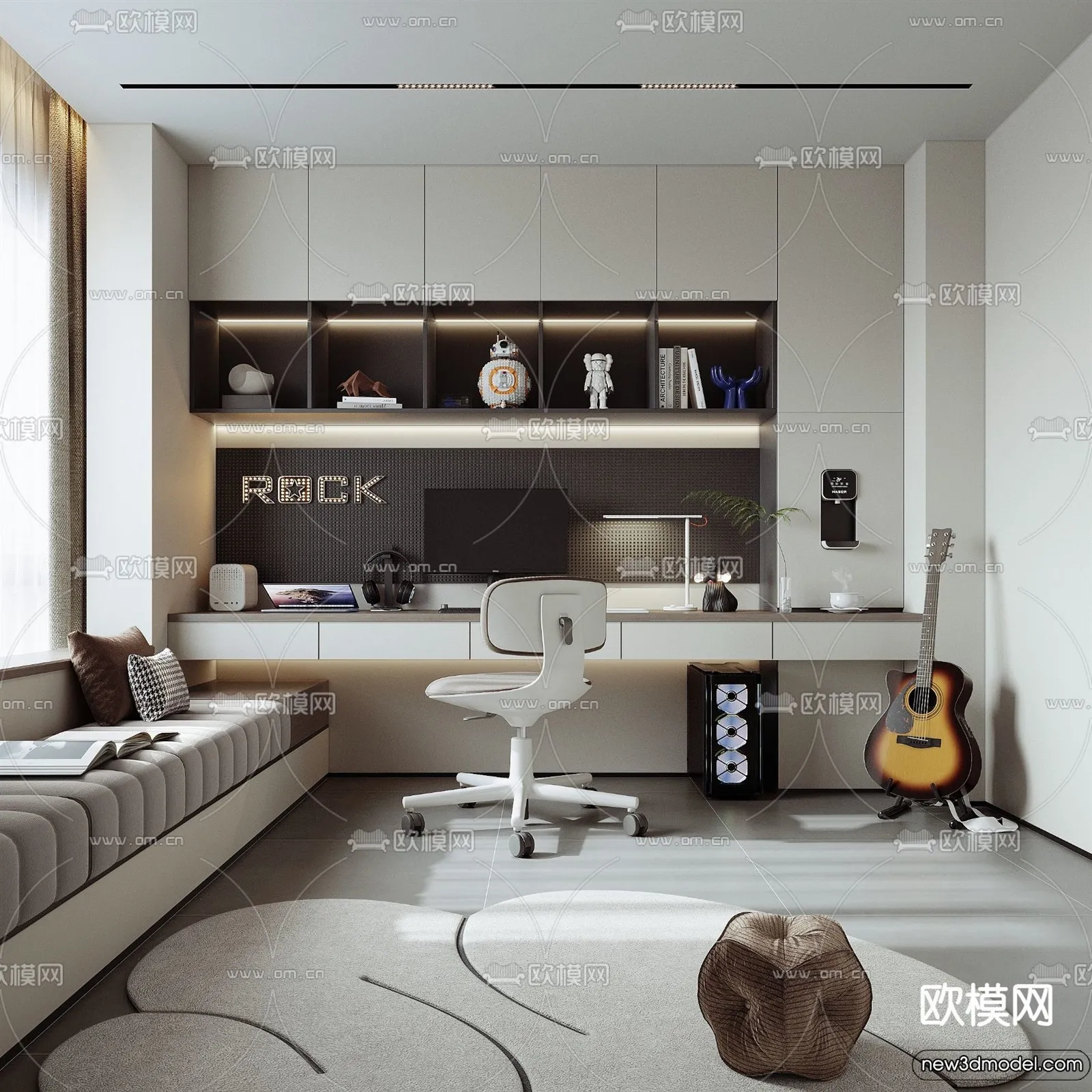 Study and Work Space - 3D Models - 3D Interior Scene - 063