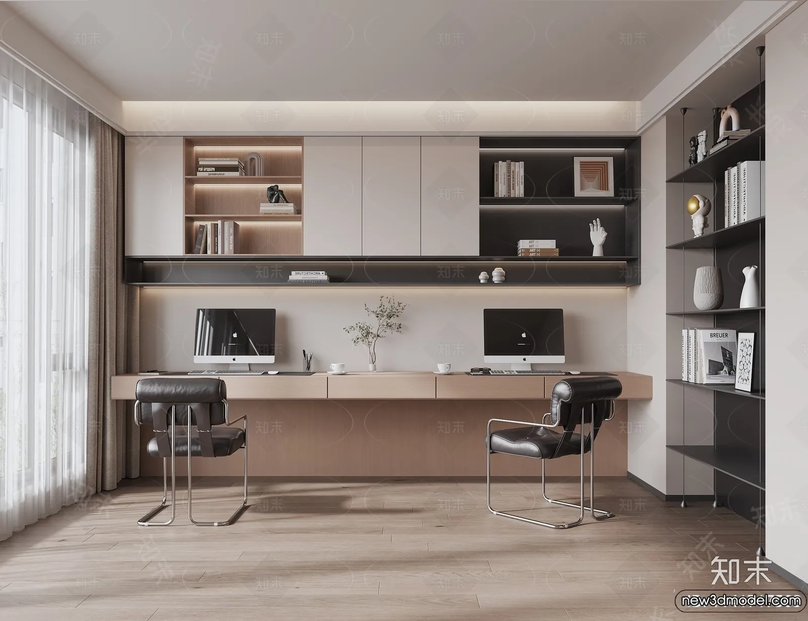 Study and Work Space - 3D Models - 3D Interior Scene - 068