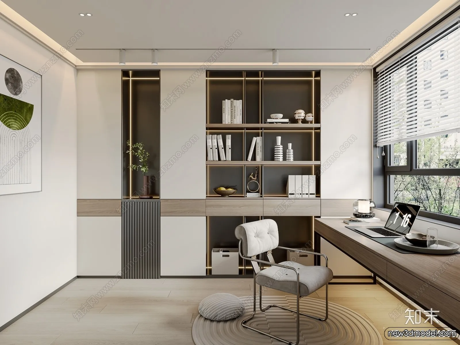 Study and Work Space - 3D Models - 3D Interior Scene - 075