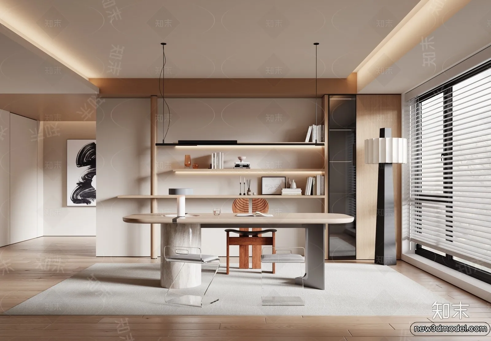 Study and Work Space - 3D Models - 3D Interior Scene - 080