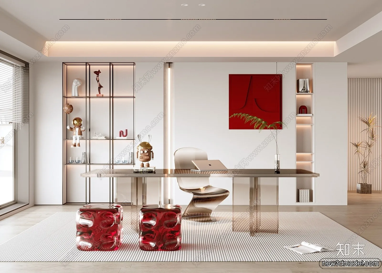 Study and Work Space - 3D Models - 3D Interior Scene - 081