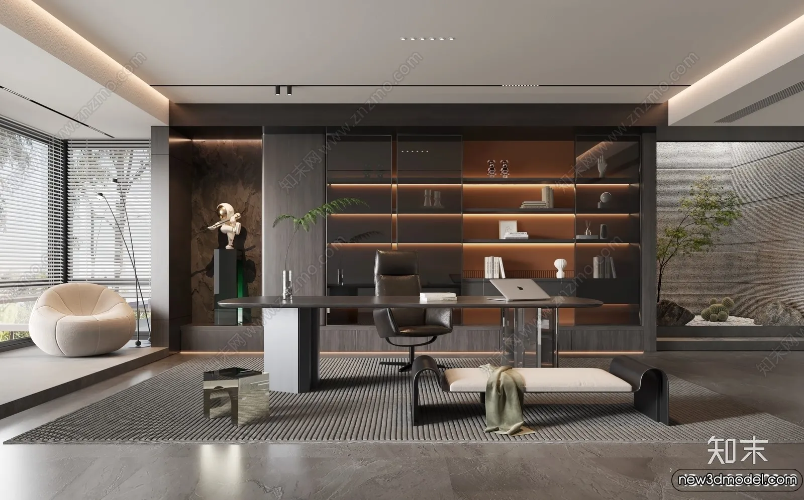 Study and Work Space - 3D Models - 3D Interior Scene - 083