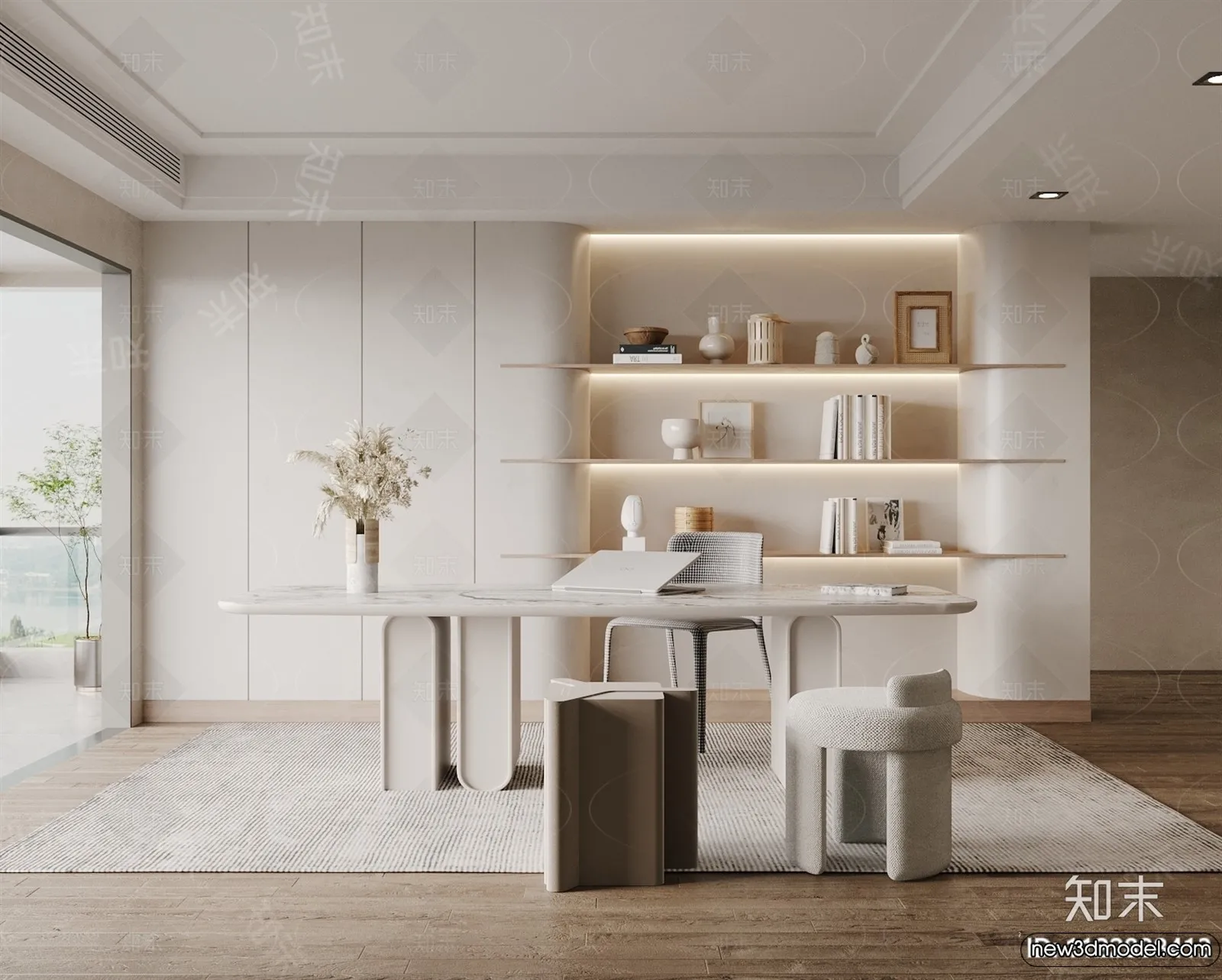 Study and Work Space - 3D Models - 3D Interior Scene - 084