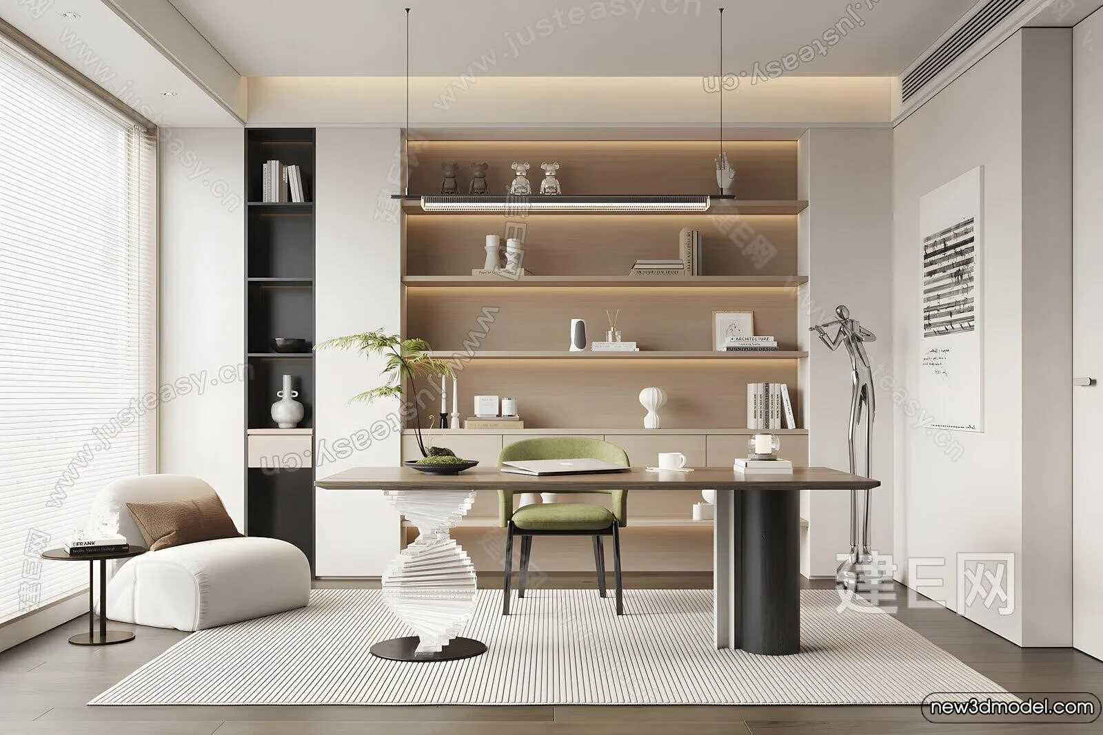 Study and Work Space - 3D Models - 3D Interior Scene - 085