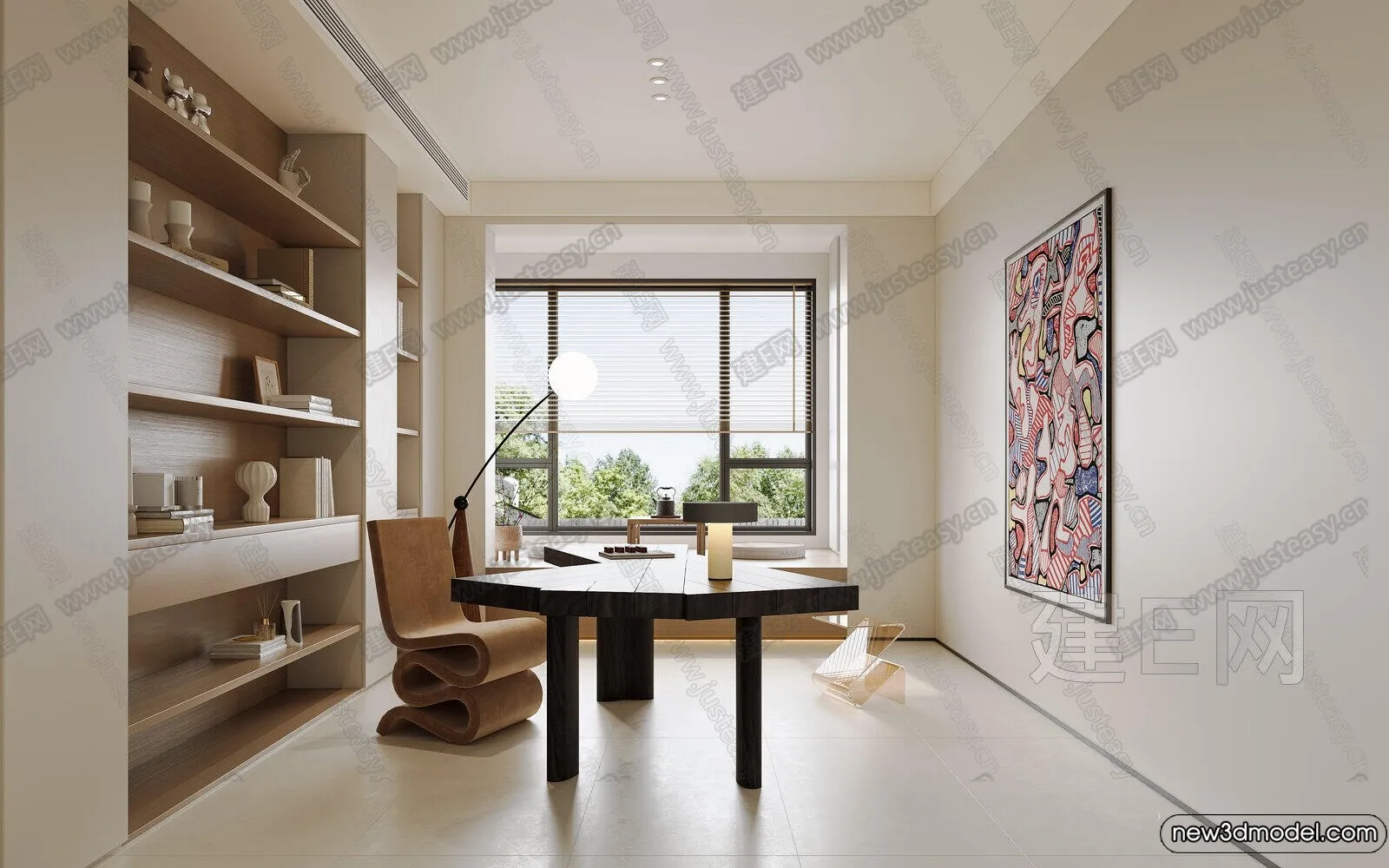 Study and Work Space - 3D Models - 3D Interior Scene - 091