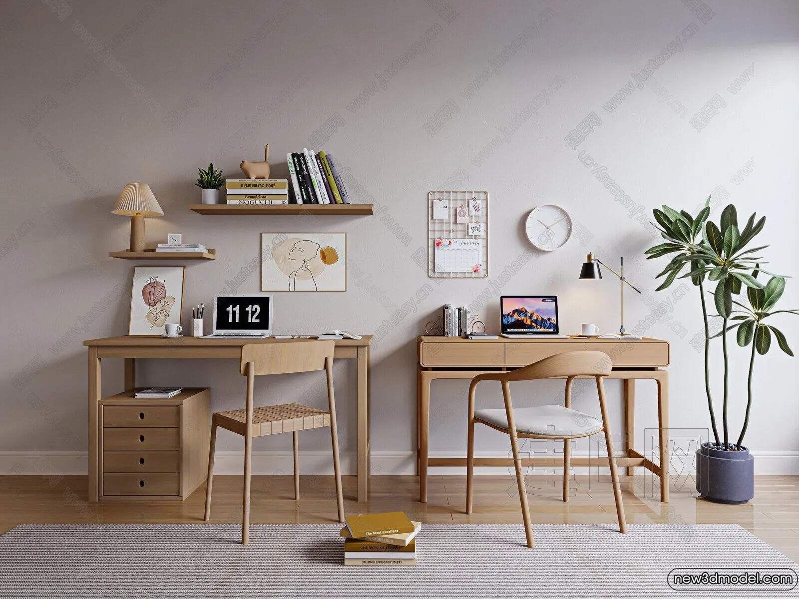 Study and Work Space - 3D Models - 3D Interior Scene - 095