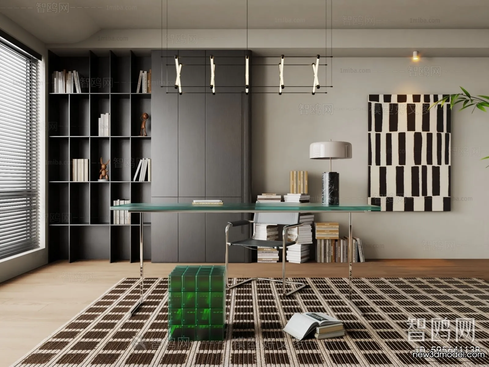Study and Work Space - 3D Models - 3D Interior Scene - 102