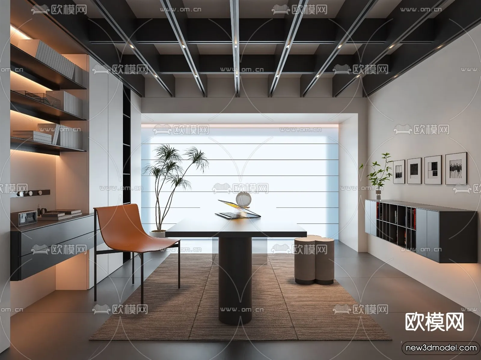 Study and Work Space - 3D Models - 3D Interior Scene - 104