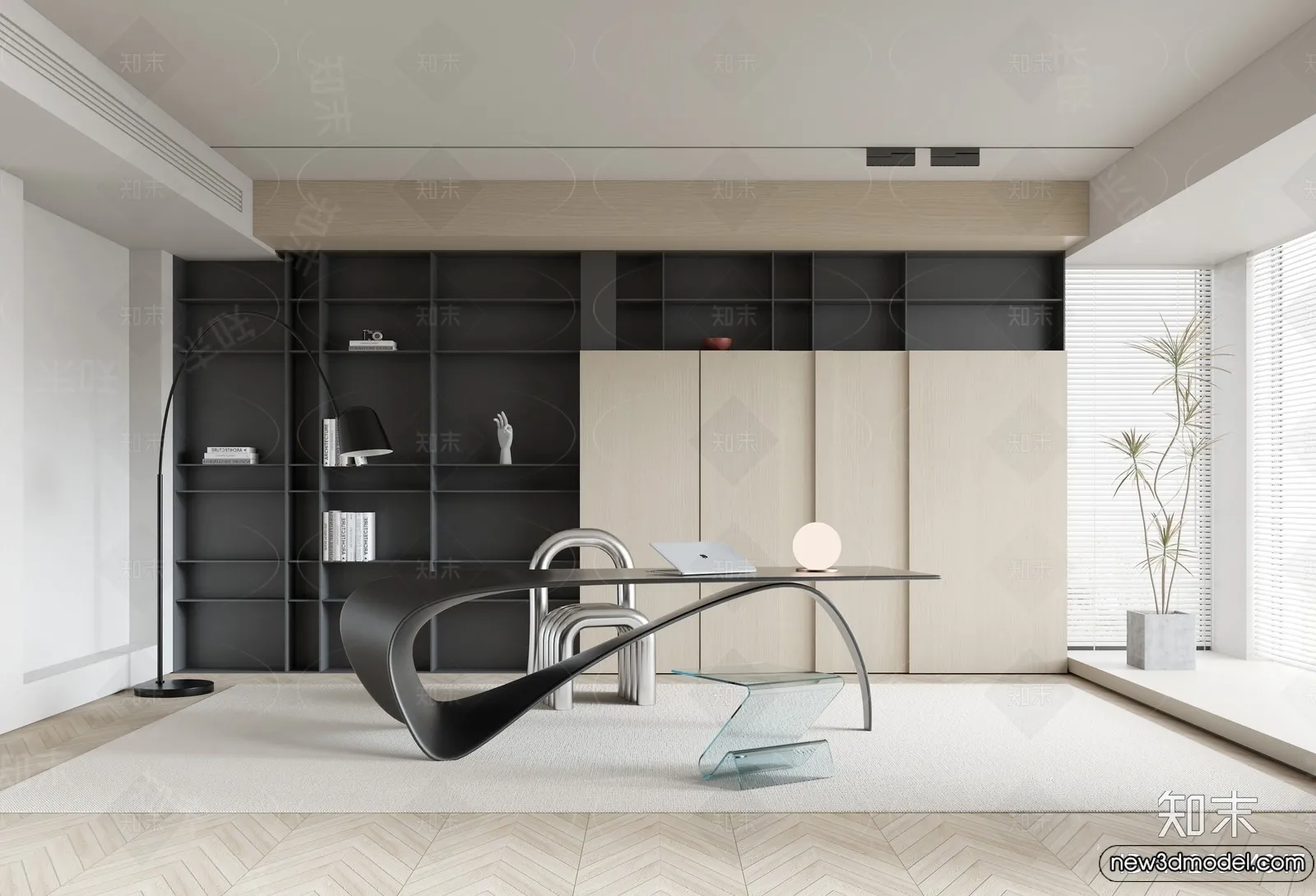 Study and Work Space - 3D Models - 3D Interior Scene - 112