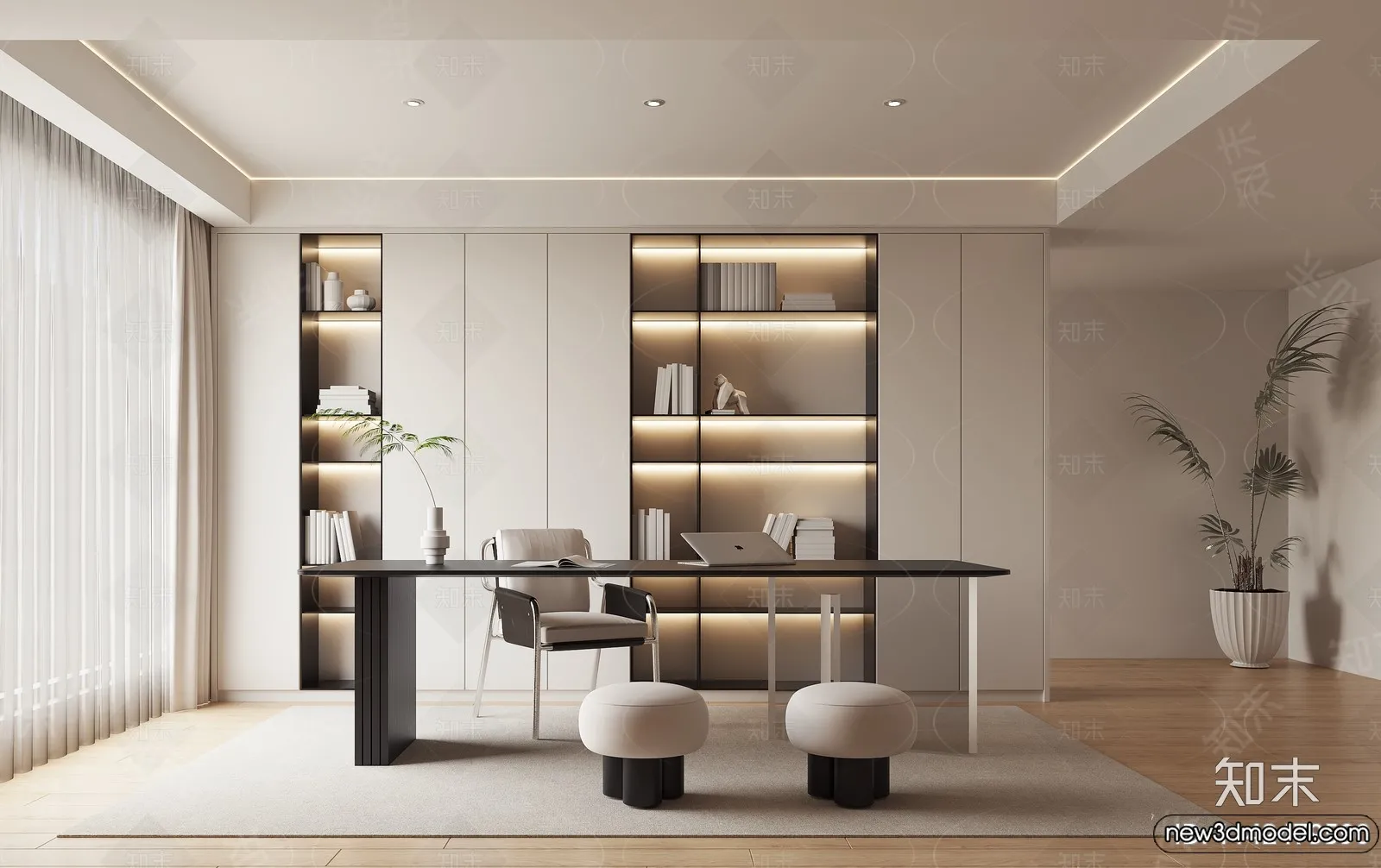 Study and Work Space - 3D Models - 3D Interior Scene - 114