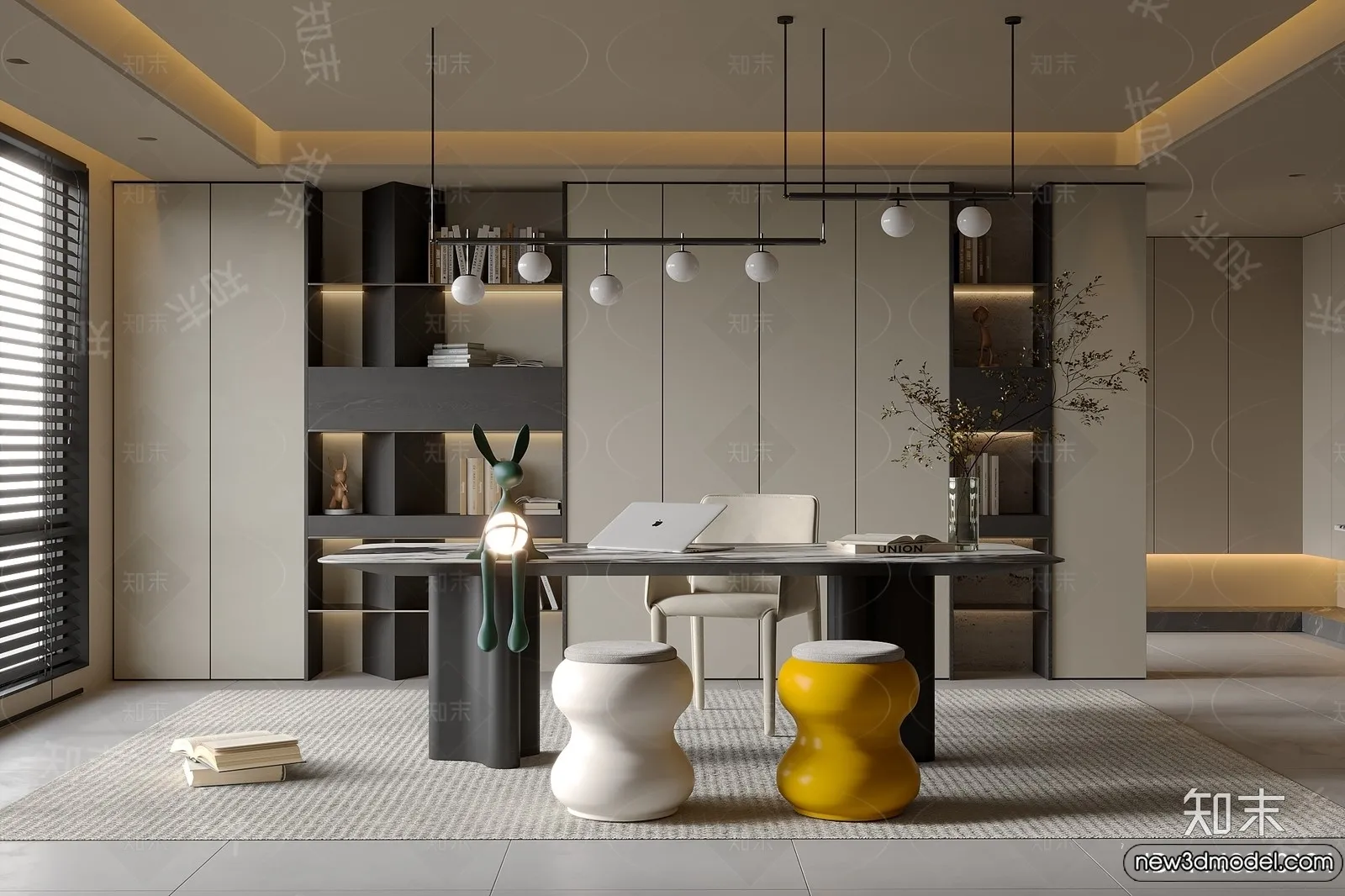 Study and Work Space - 3D Models - 3D Interior Scene - 118