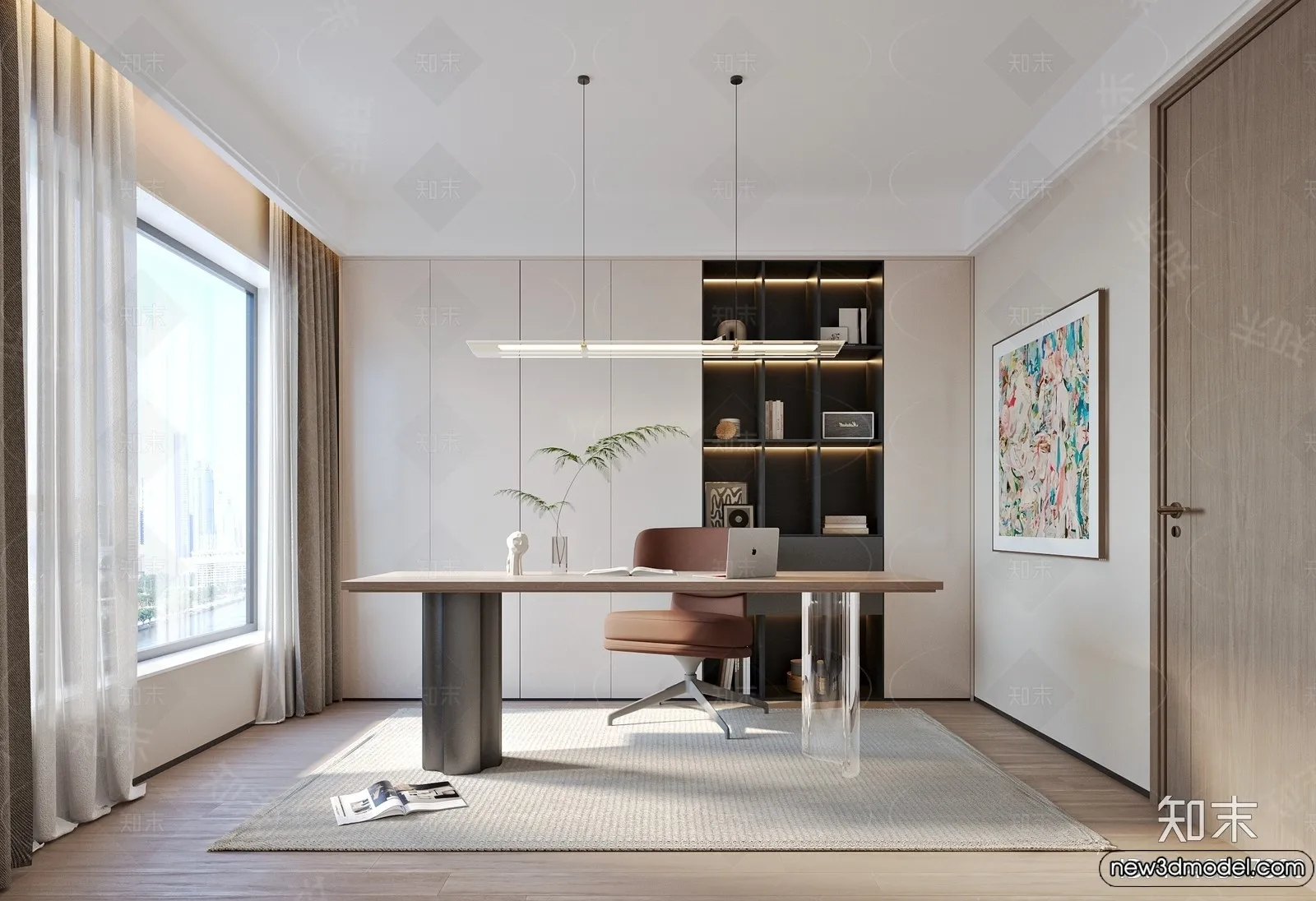 Study and Work Space - 3D Models - 3D Interior Scene - 119