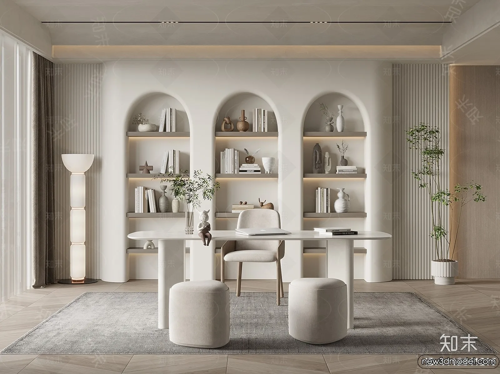 Study and Work Space - 3D Models - 3D Interior Scene - 121