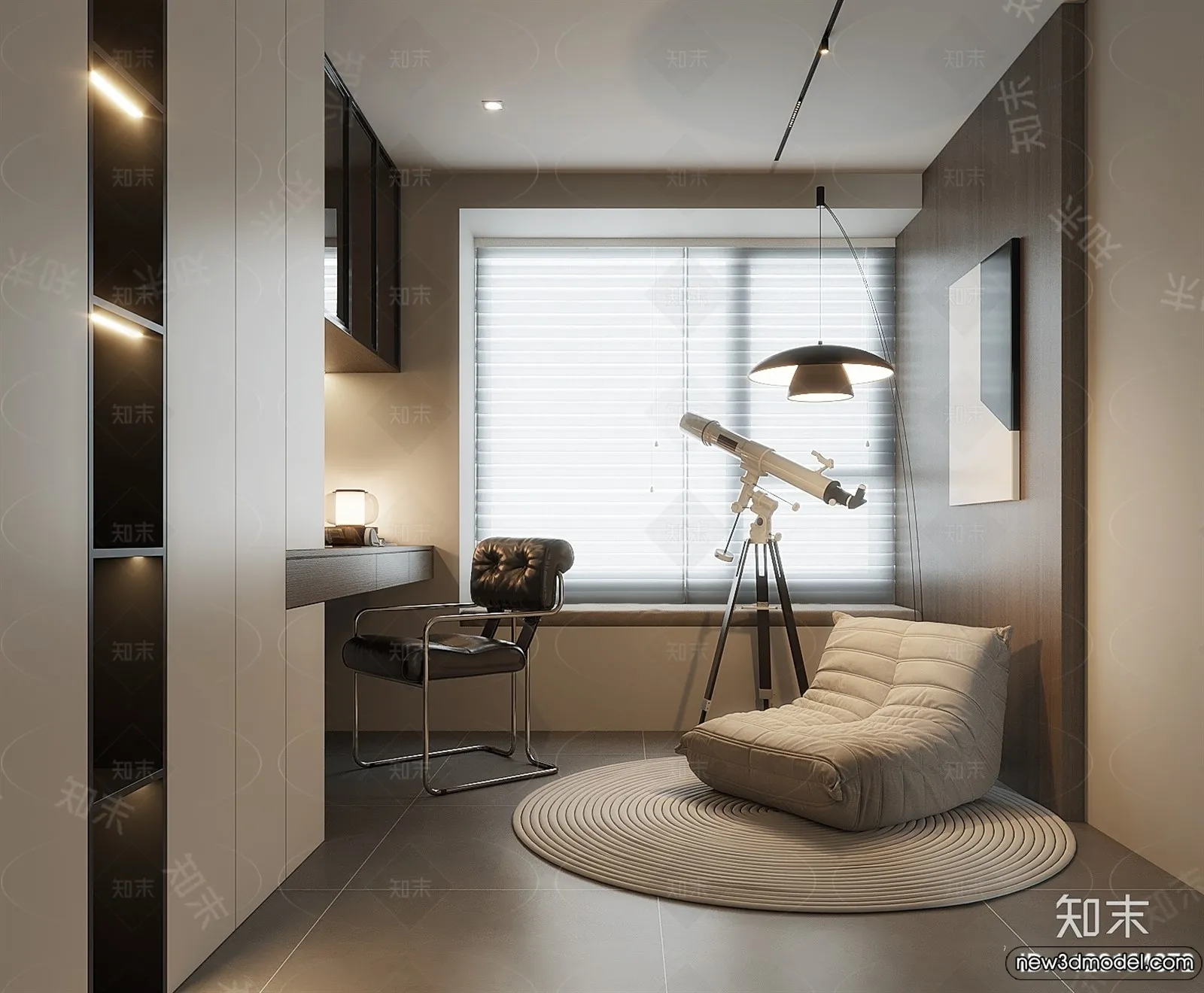 Study and Work Space - 3D Models - 3D Interior Scene - 123