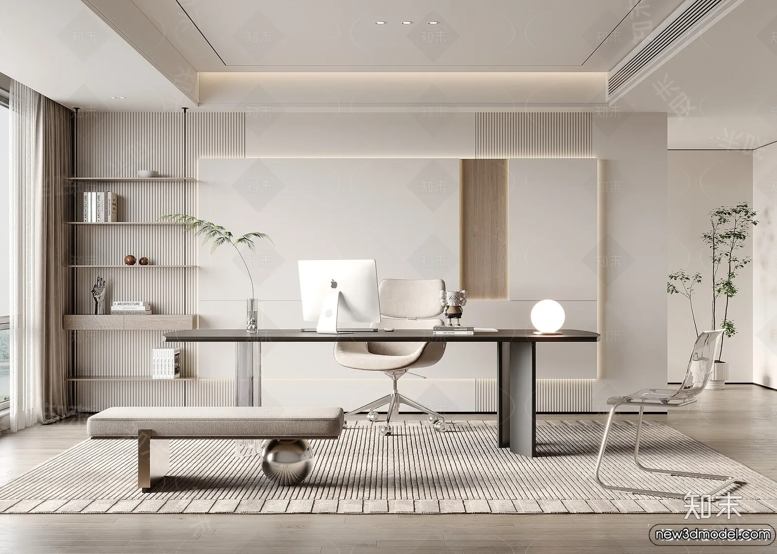 Study and Work Space - 3D Models - 3D Interior Scene - 124