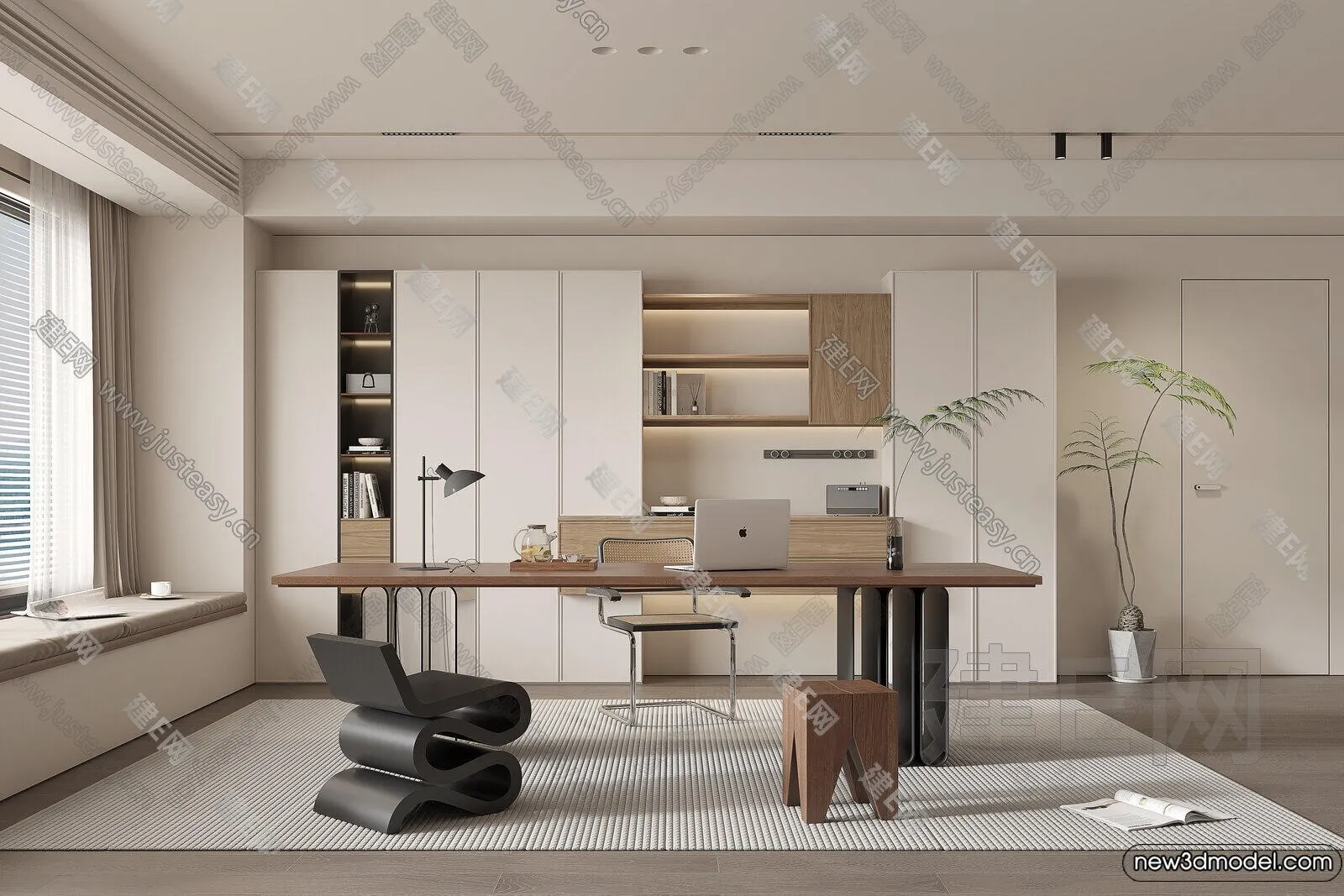Study and Work Space - 3D Models - 3D Interior Scene - 131