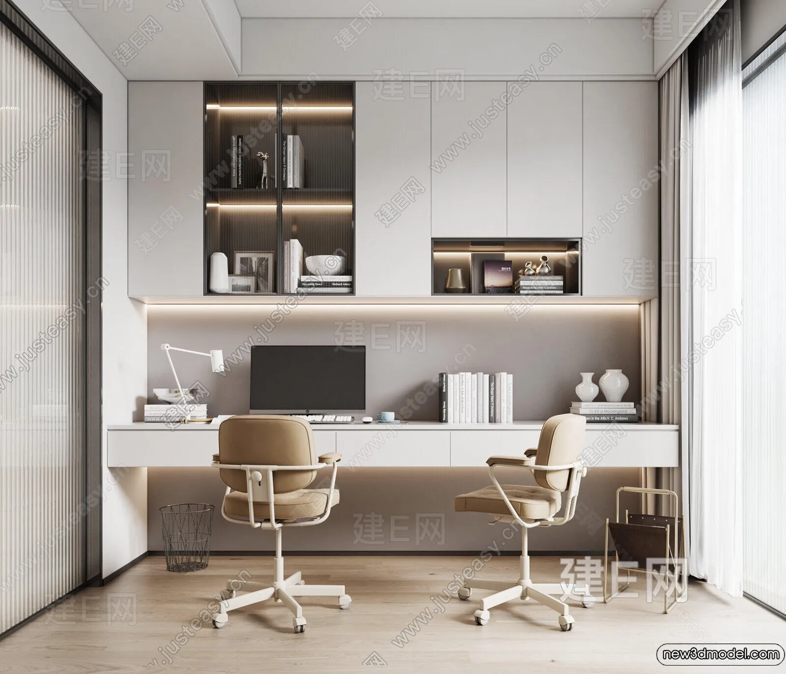 Study and Work Space - 3D Models - 3D Interior Scene - 132