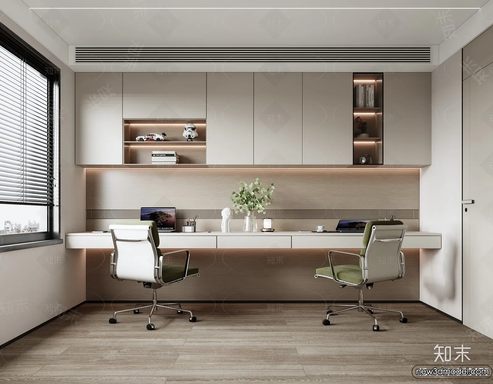 Study and Work Space - 3D Models - 3D Interior Scene - 136