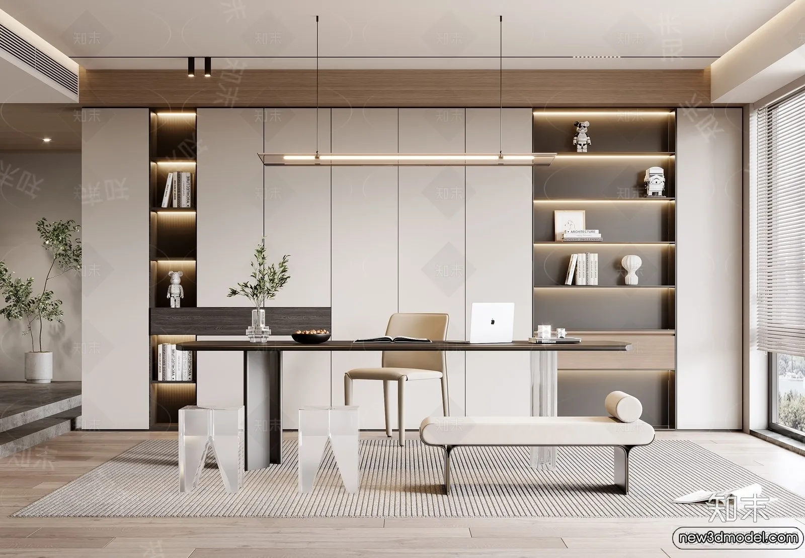 Study and Work Space - 3D Models - 3D Interior Scene - 138