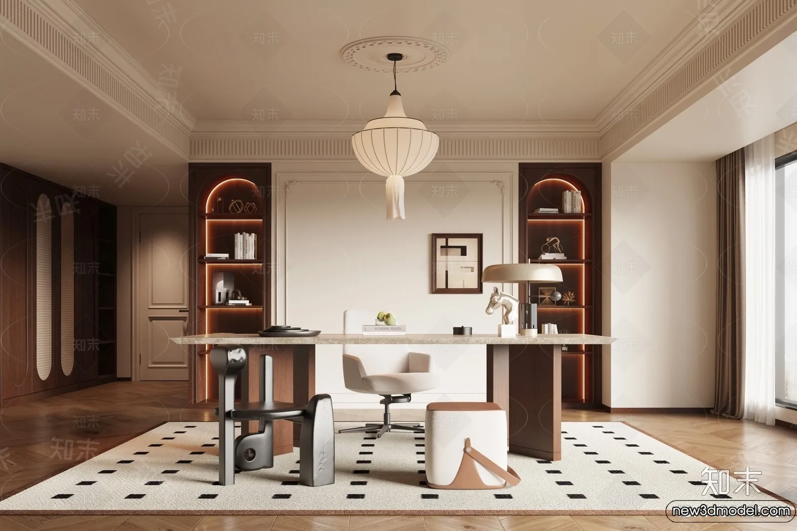 Study and Work Space - 3D Models - 3D Interior Scene - 143