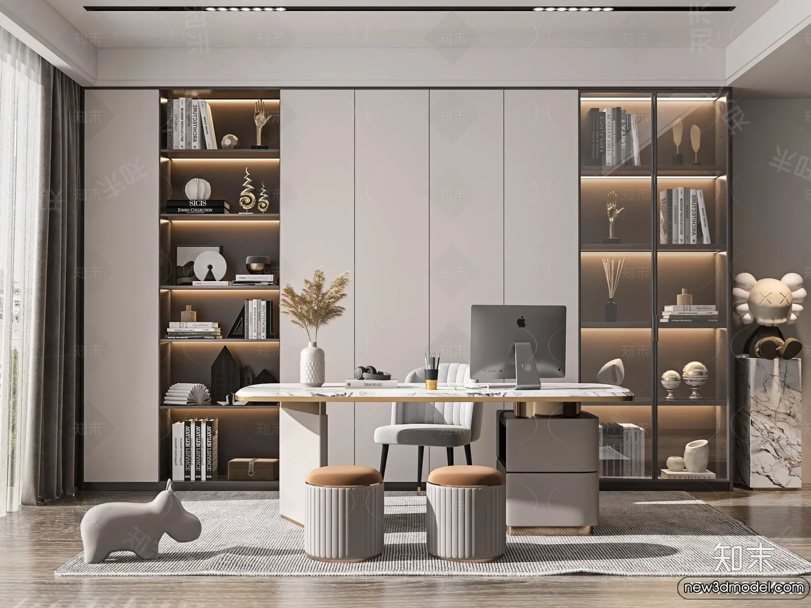 Study and Work Space - 3D Models - 3D Interior Scene - 144
