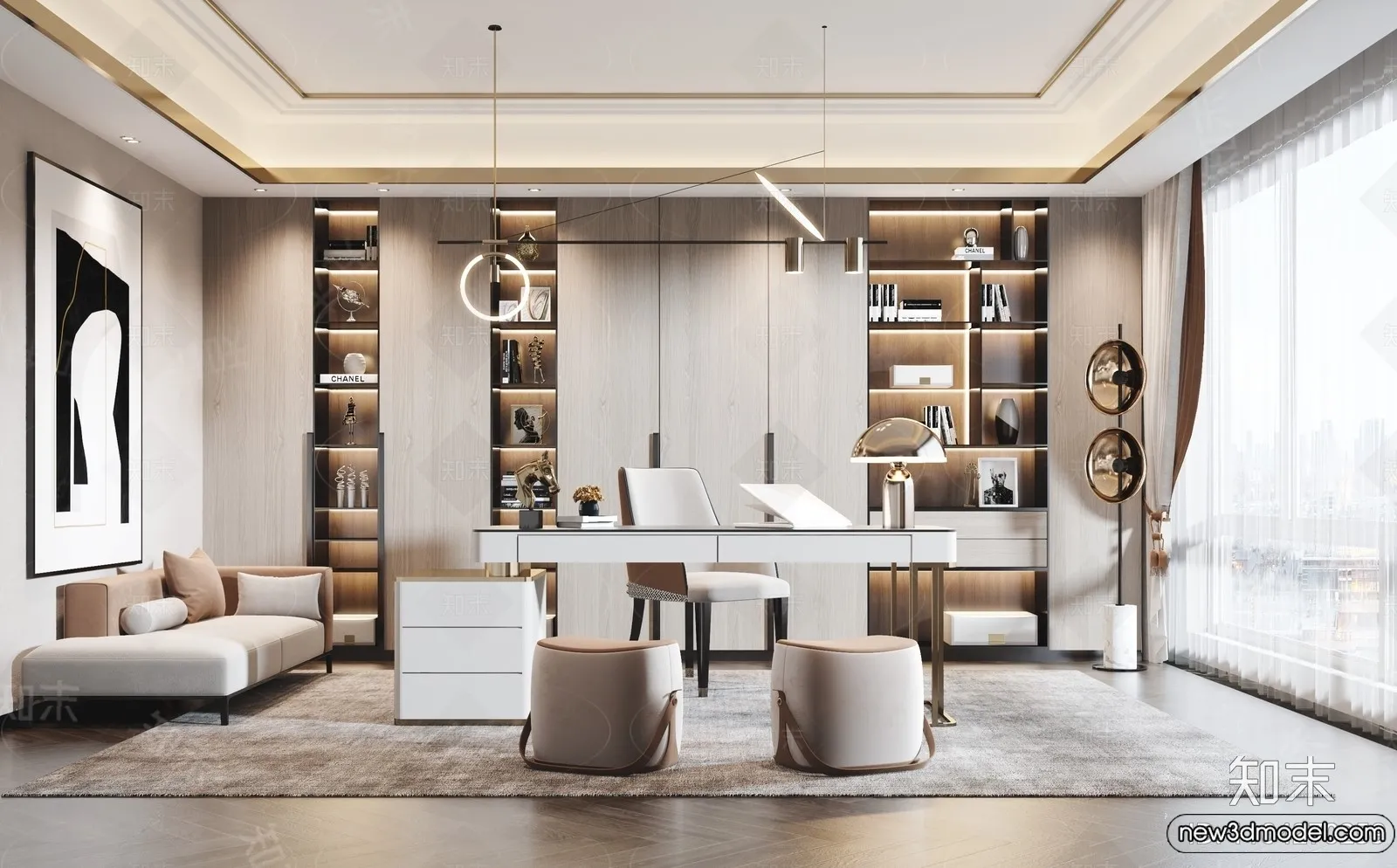 Study and Work Space - 3D Models - 3D Interior Scene - 155