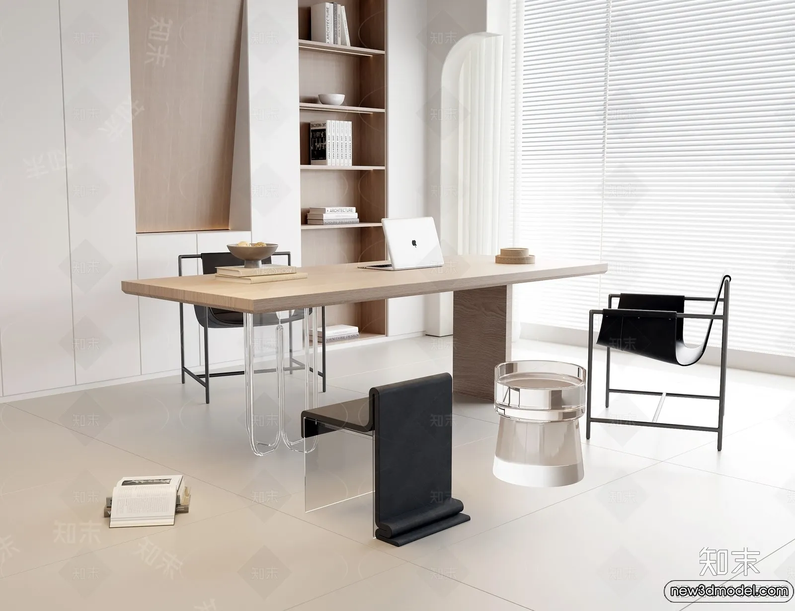 Study and Work Space - 3D Models - 3D Interior Scene - 163