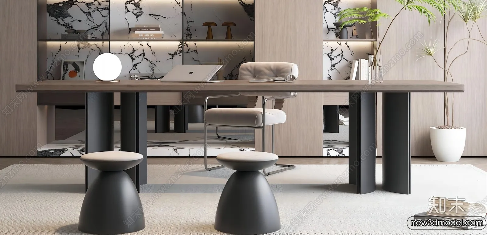 Study and Work Space - 3D Models - 3D Interior Scene - 172