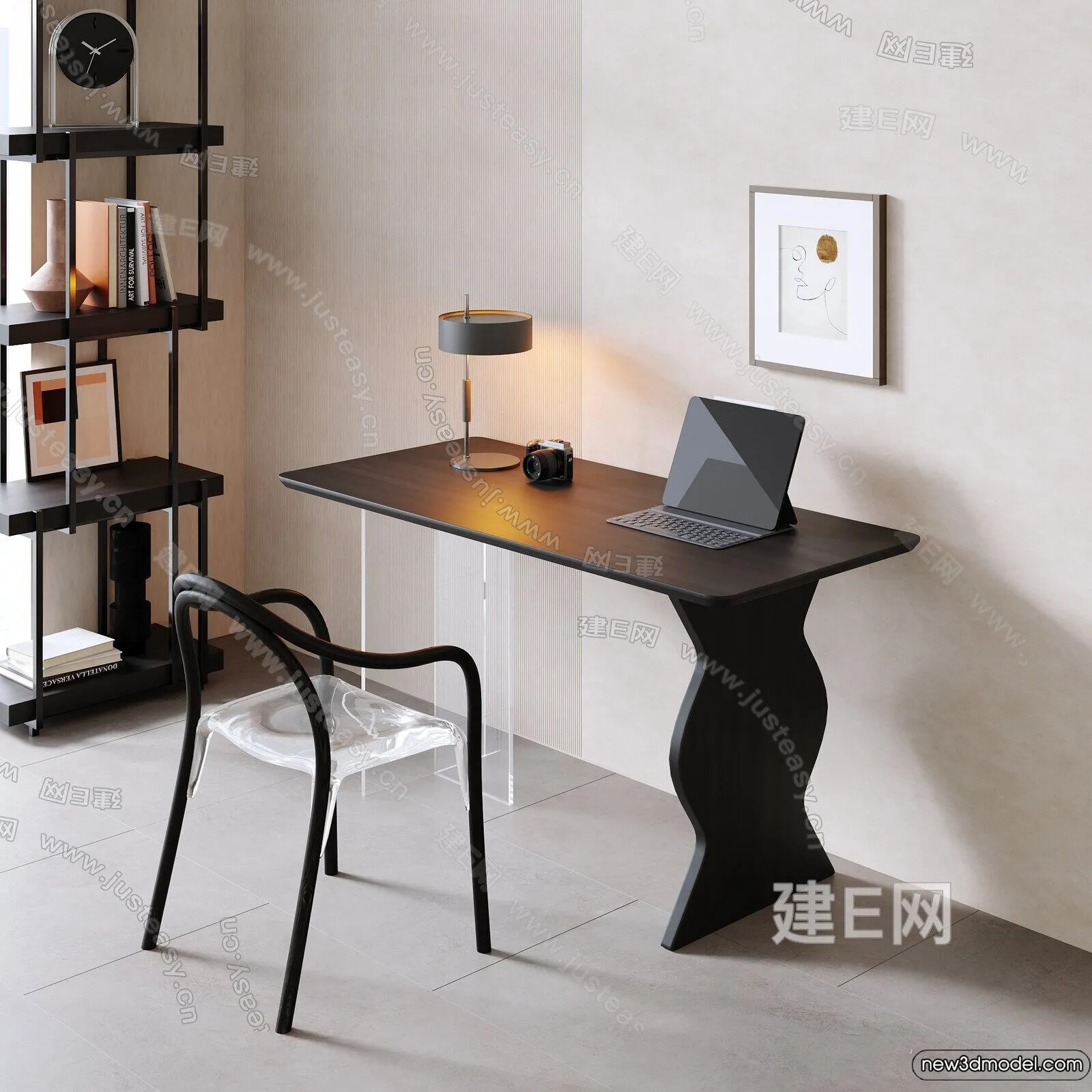 Study and Work Space - 3D Models - 3D Interior Scene - 175