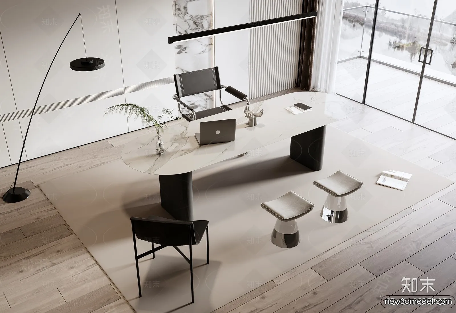 Study and Work Space - 3D Models - 3D Interior Scene - 176