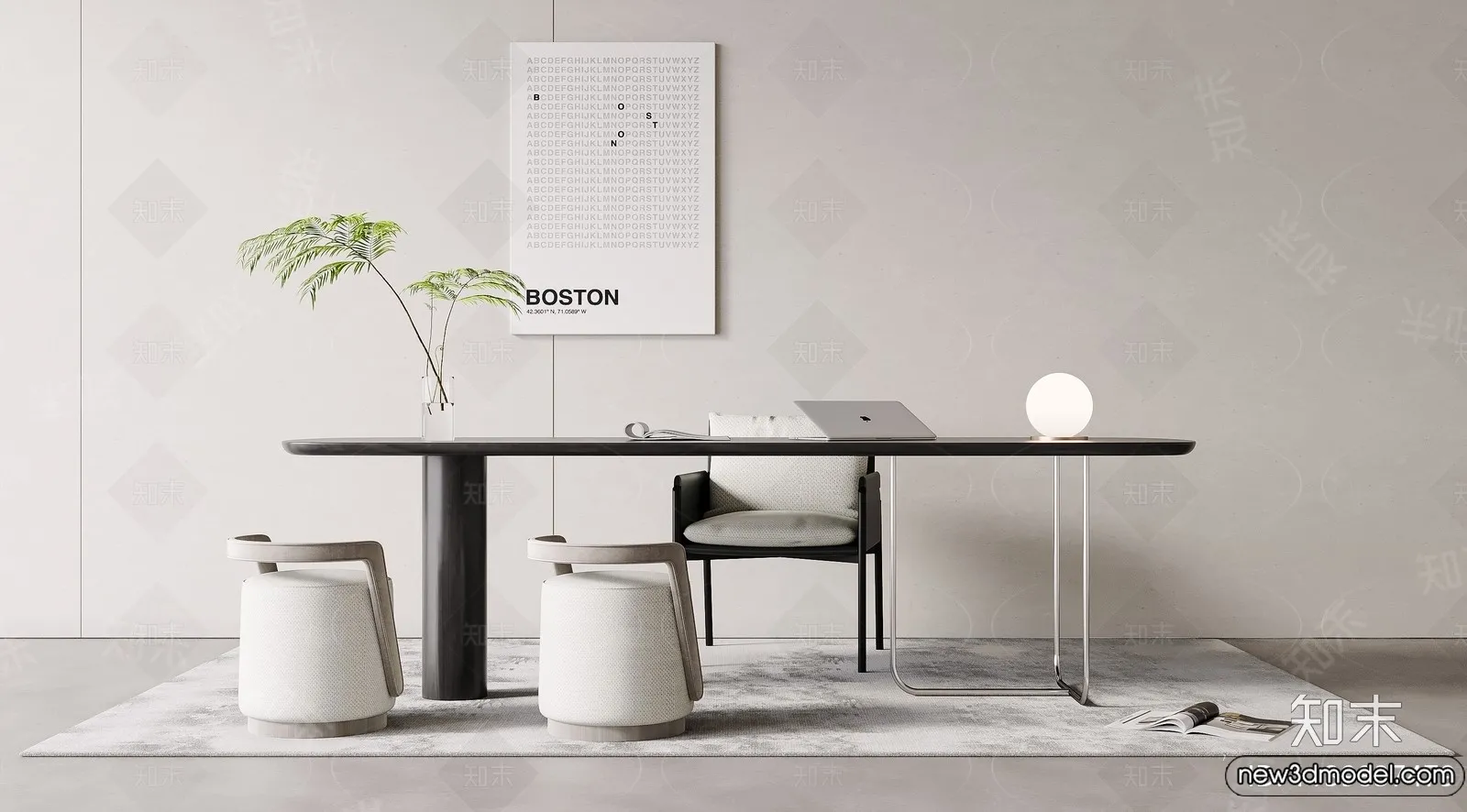 Study and Work Space - 3D Models - 3D Interior Scene - 179