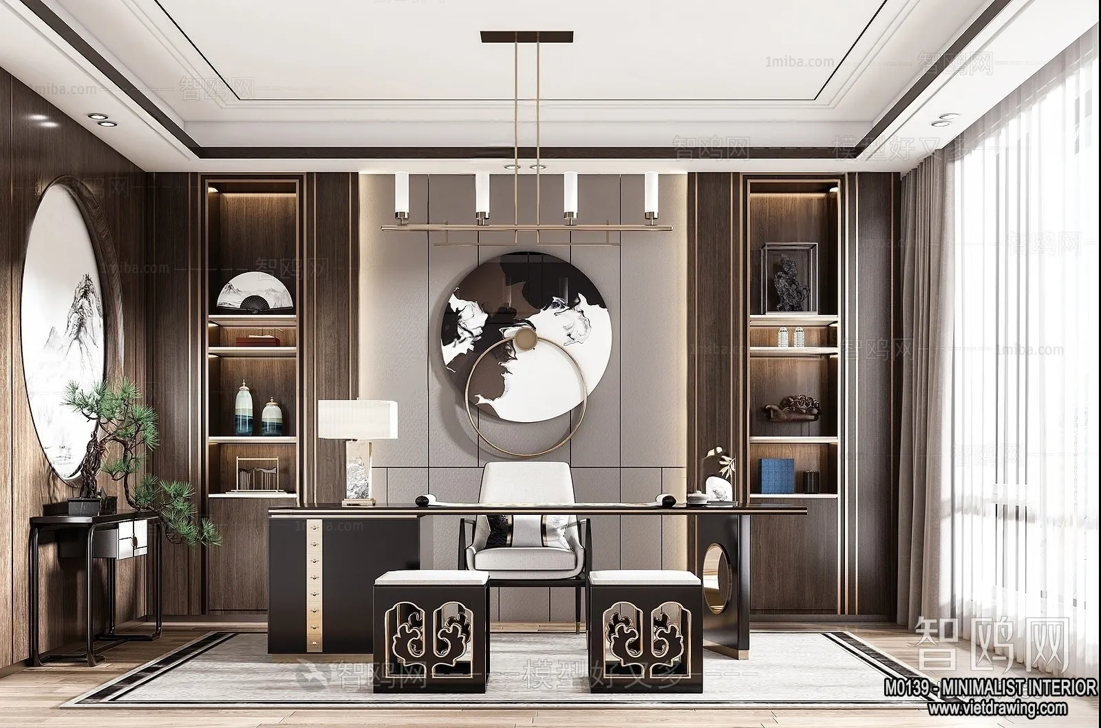 Study and Work Space - Minimalist Style - 3D Interior Scene - 010