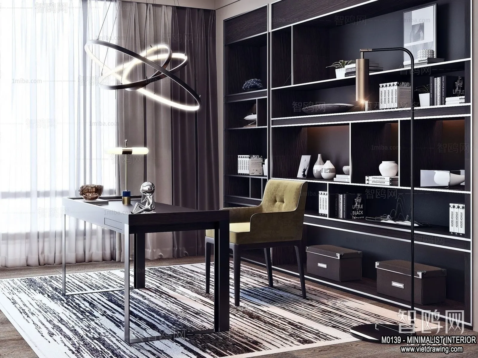 Study and Work Space - Minimalist Style - 3D Interior Scene - 016