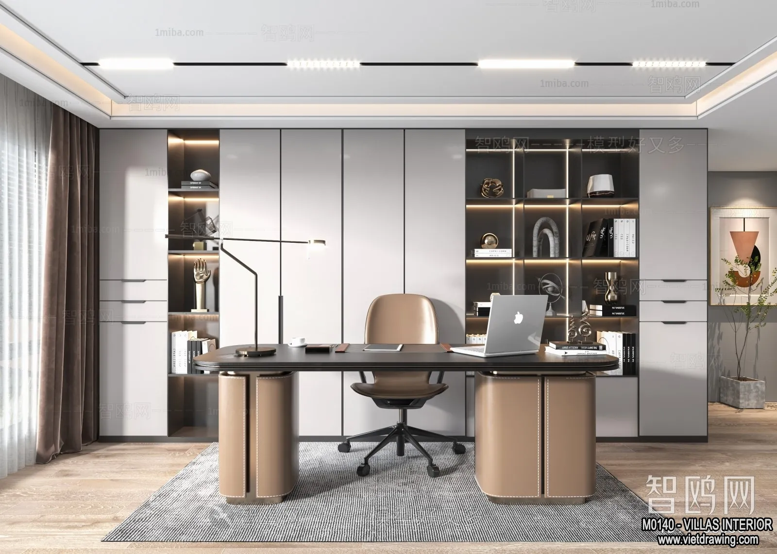 Study and Work Space - Villas 3D Interior Scene - 3D Models - 004
