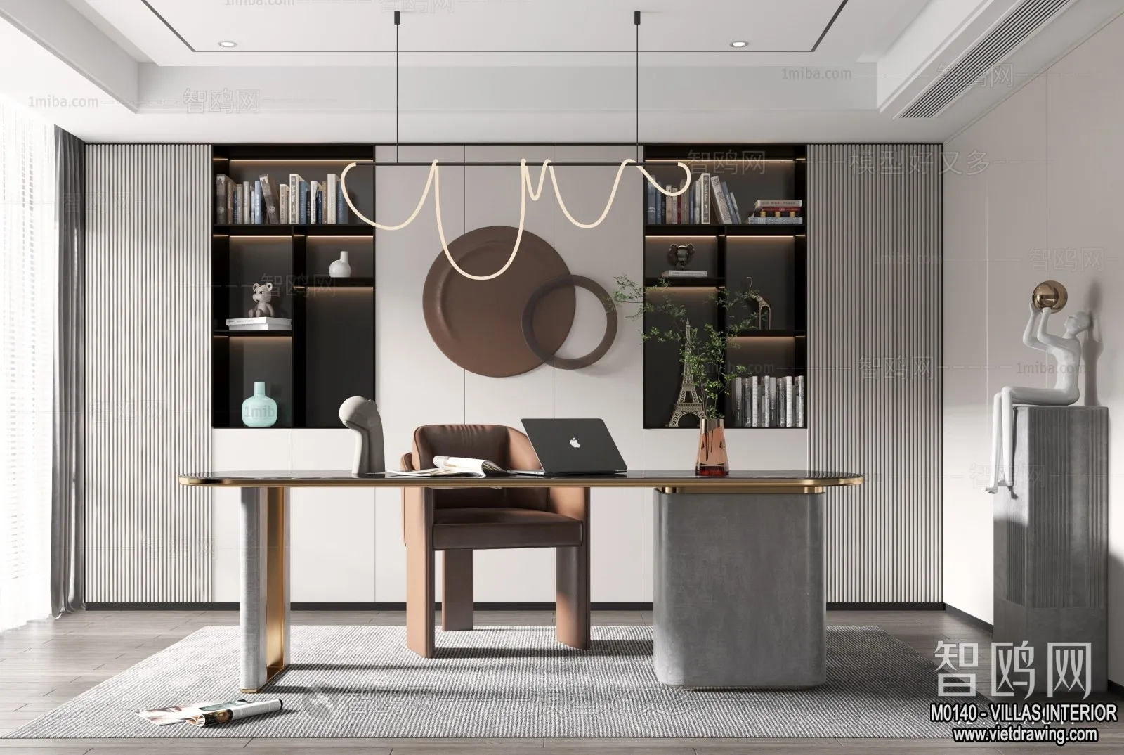 Study and Work Space - Villas 3D Interior Scene - 3D Models - 011