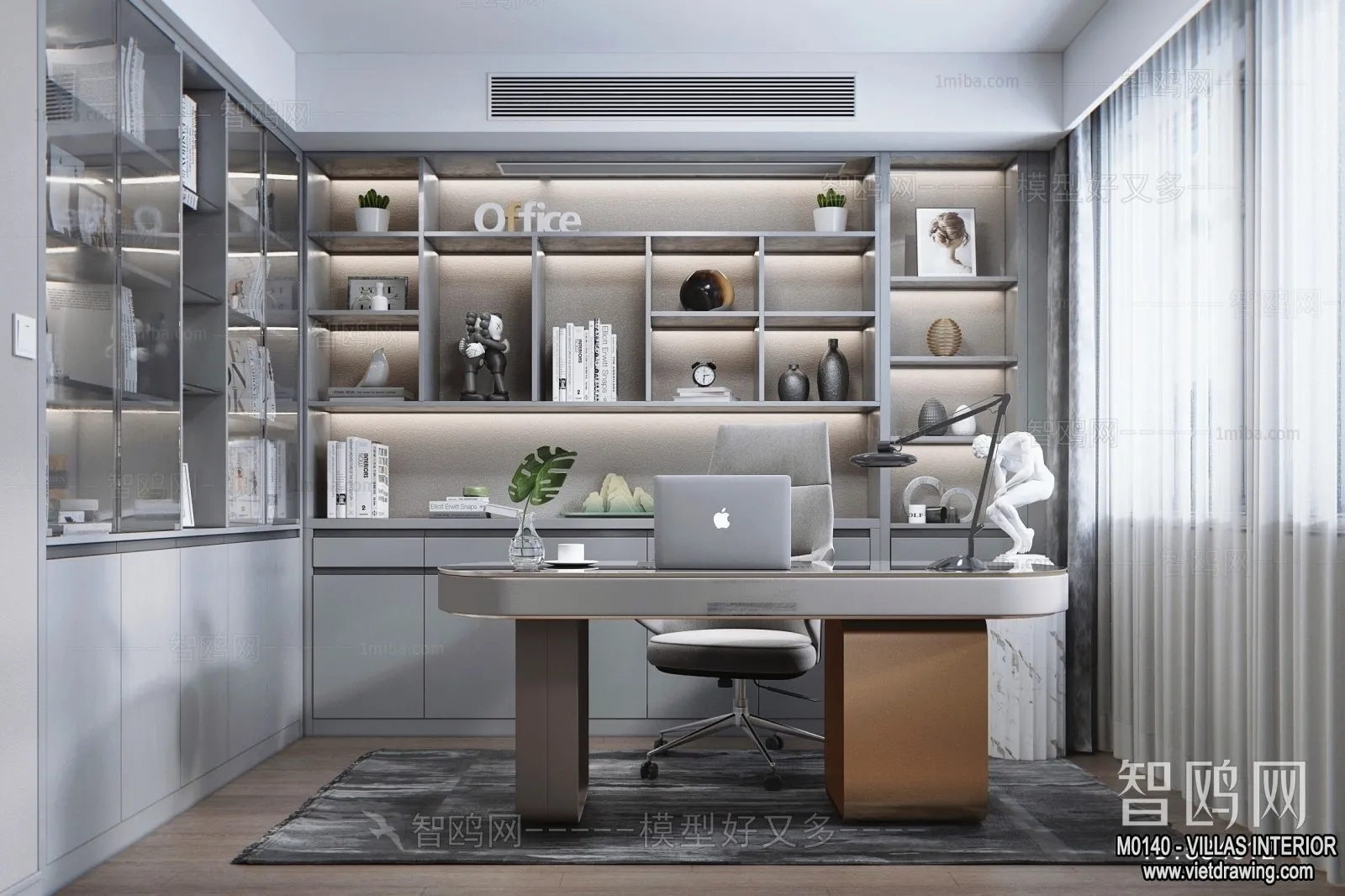 Study and Work Space - Villas 3D Interior Scene - 3D Models - 039