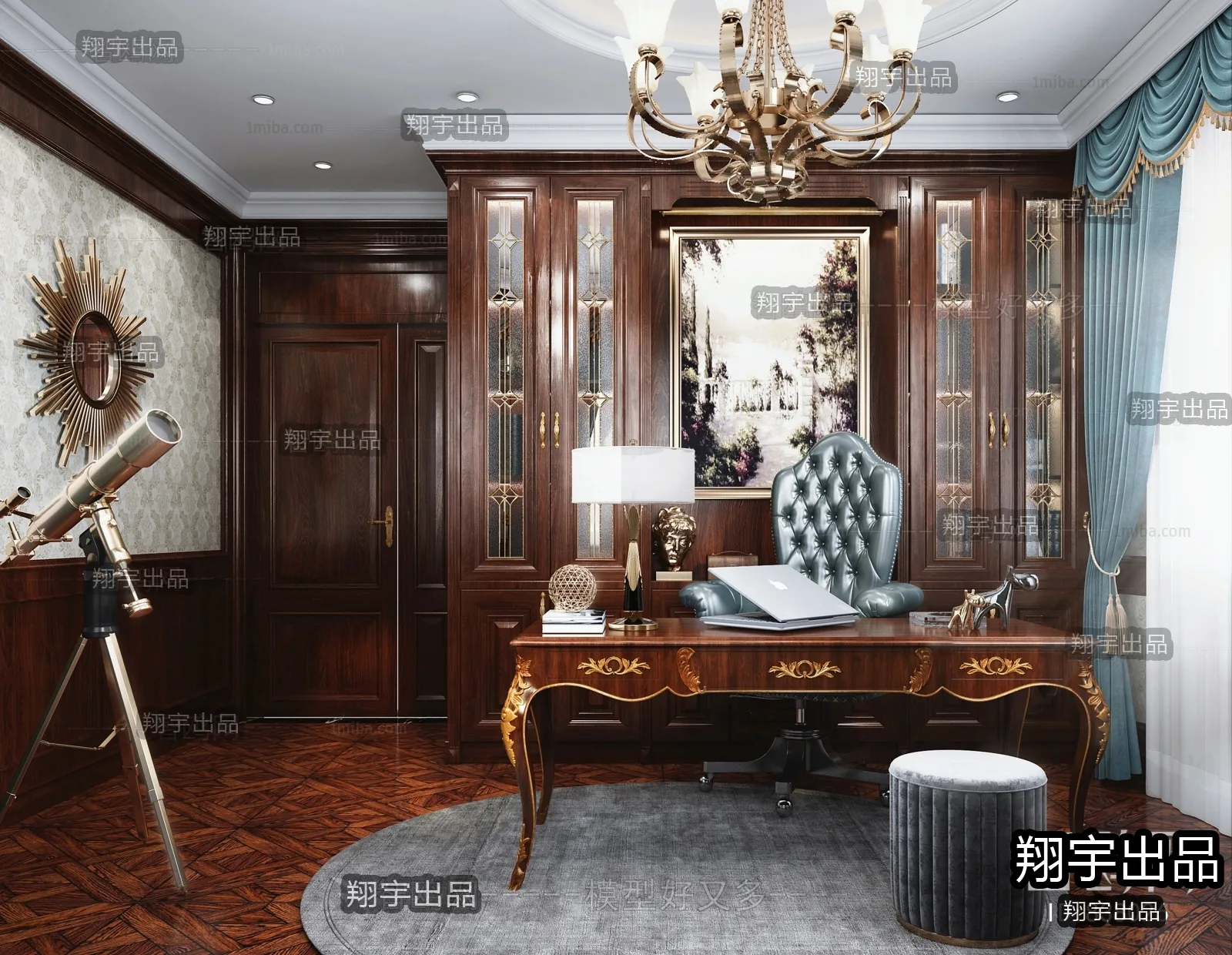 Study Space 3D Interior Scene - American Style - 004