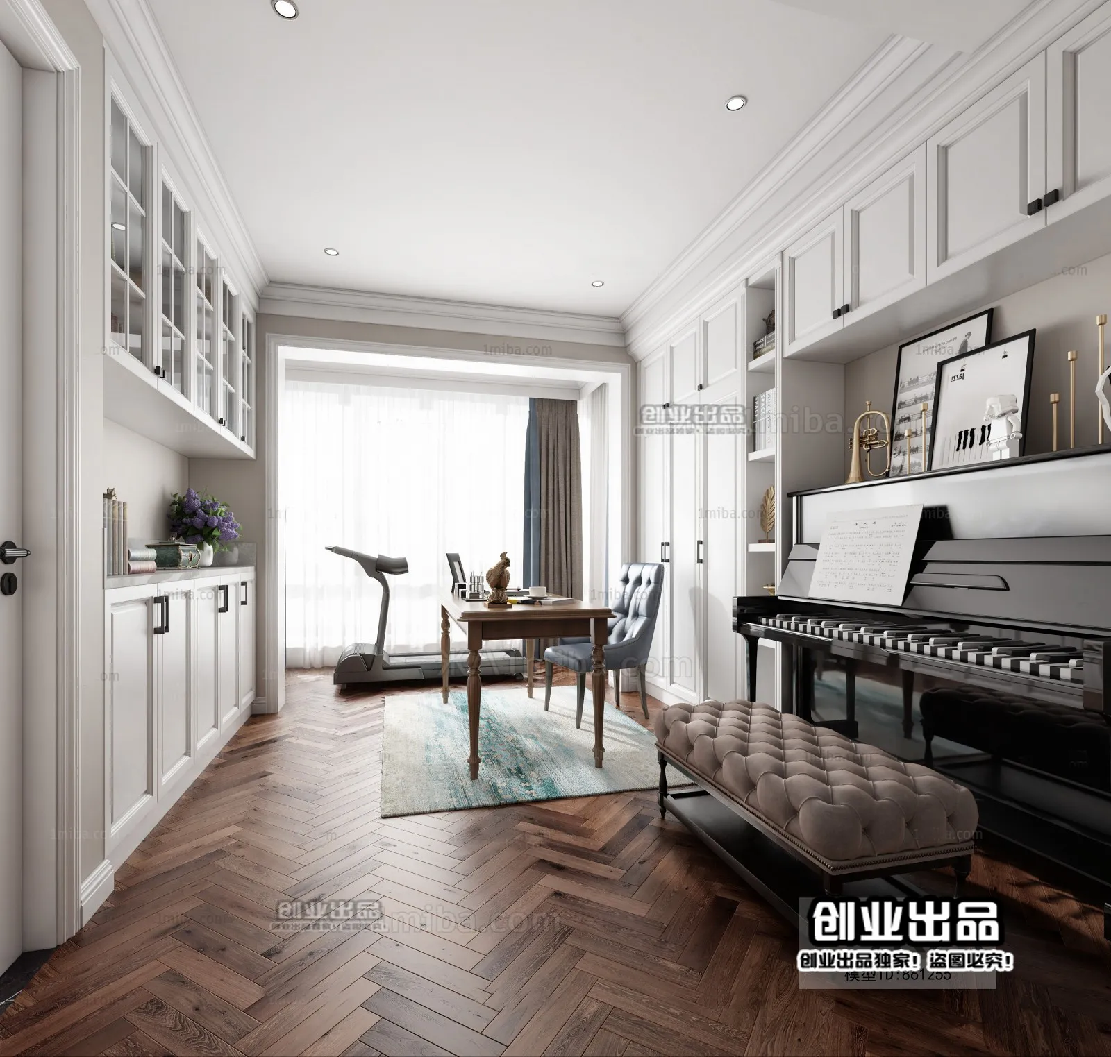 Study Space 3D Interior Scene - American Style - 010
