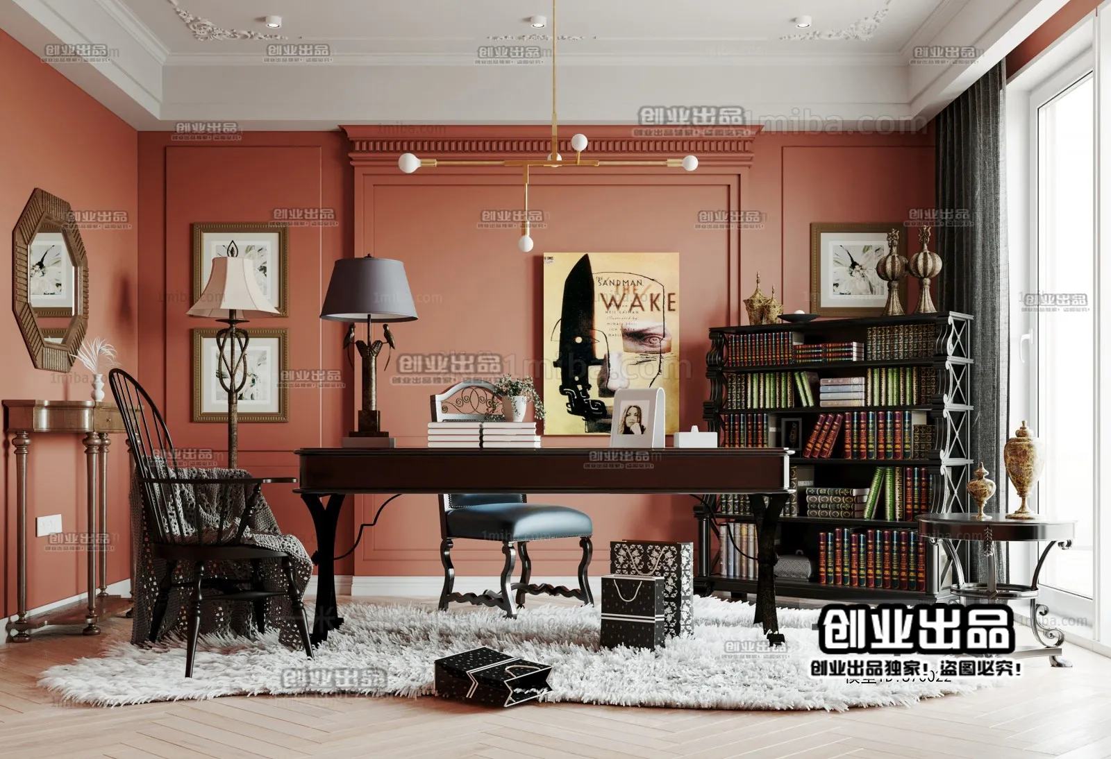Study Space 3D Interior Scene - American Style - 013