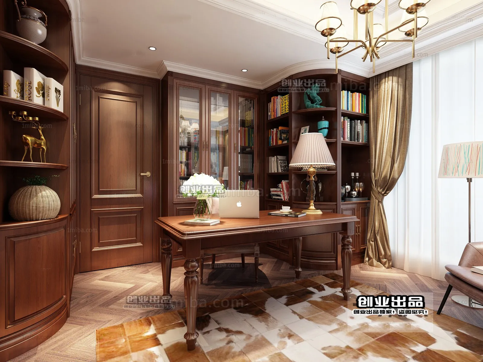 Study Space 3D Interior Scene - American Style - 015