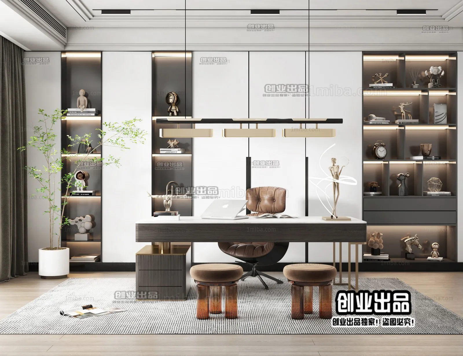 Study Space - Modern Style Interior 3D Scenes - 006