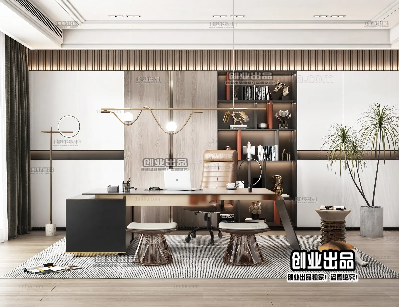 Study Space - Modern Style Interior 3D Scenes - 008