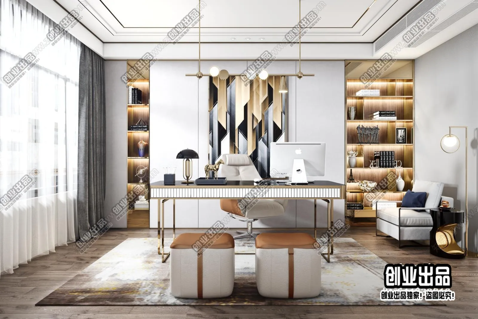 Study Space - Modern Style Interior 3D Scenes - 010