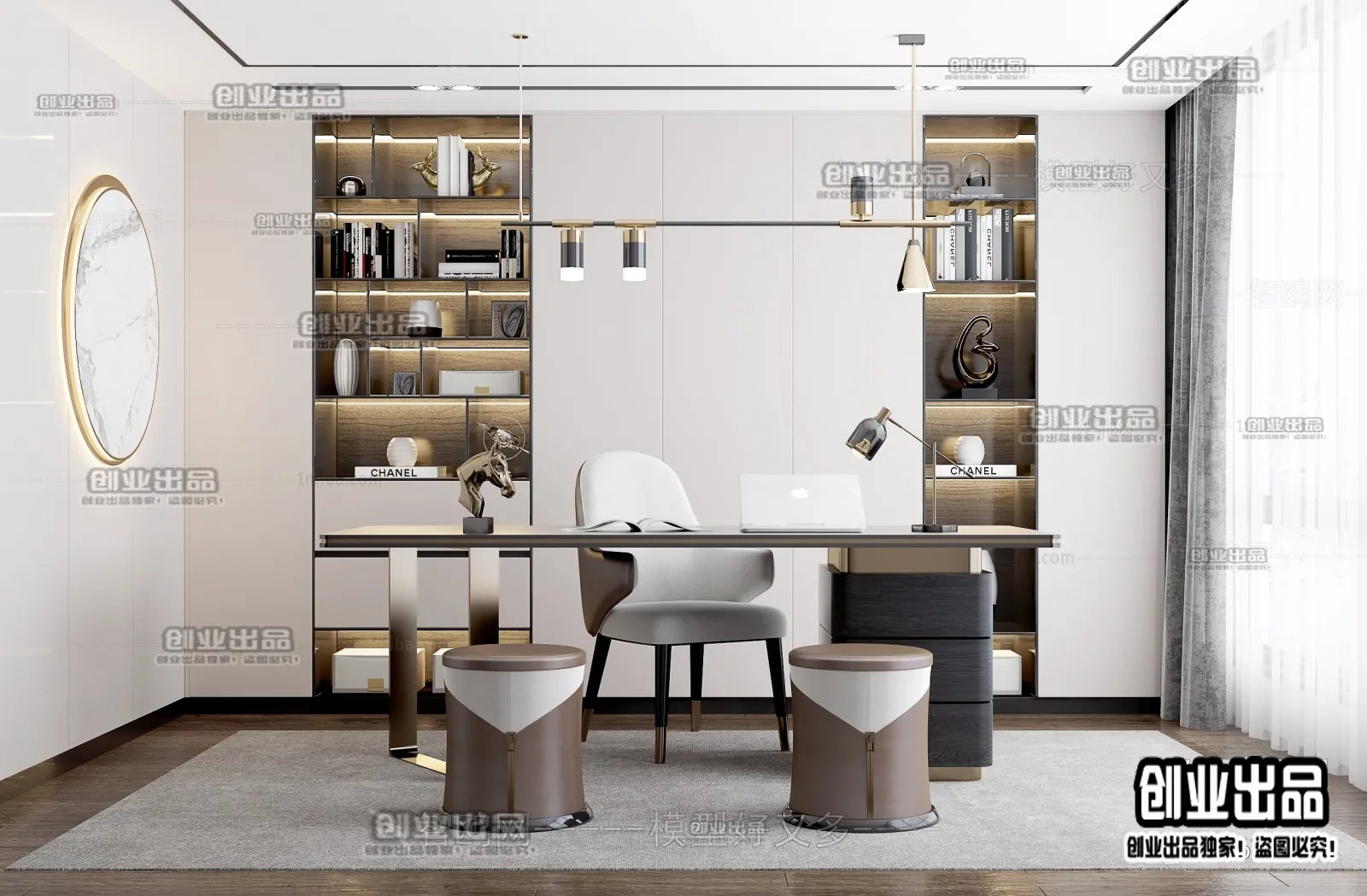 Study Space - Modern Style Interior 3D Scenes - 011