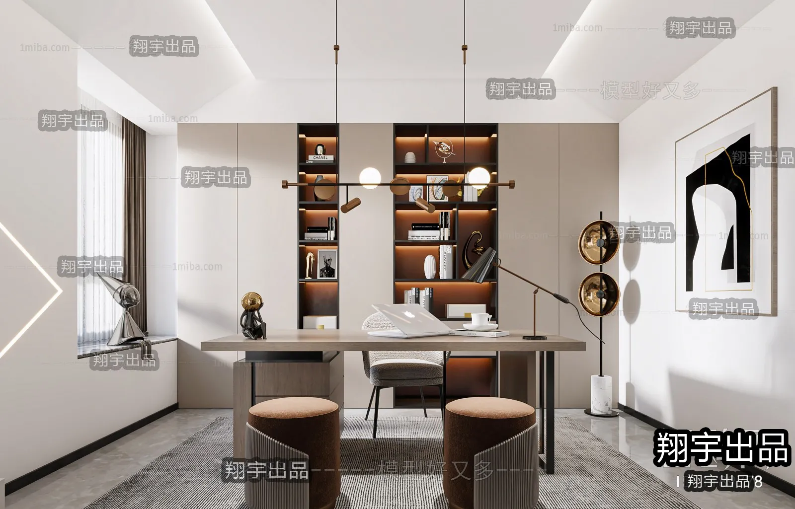 Study Space - Modern Style Interior 3D Scenes - 012